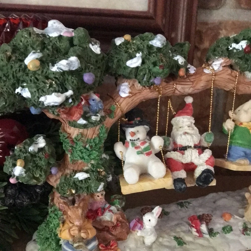 Rare Vintage Large Holiday Santa Snowman Swinging Tree‼️FINAL SALE